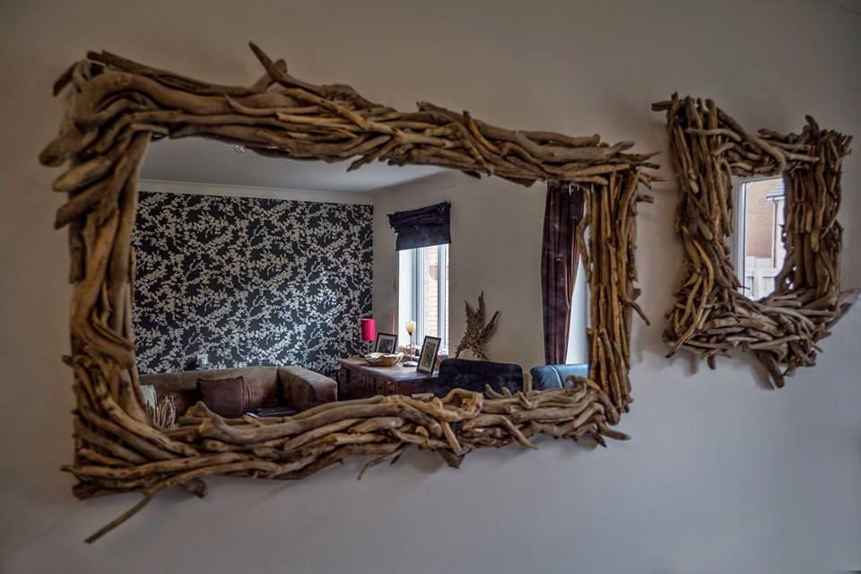 Large driftwood mirror