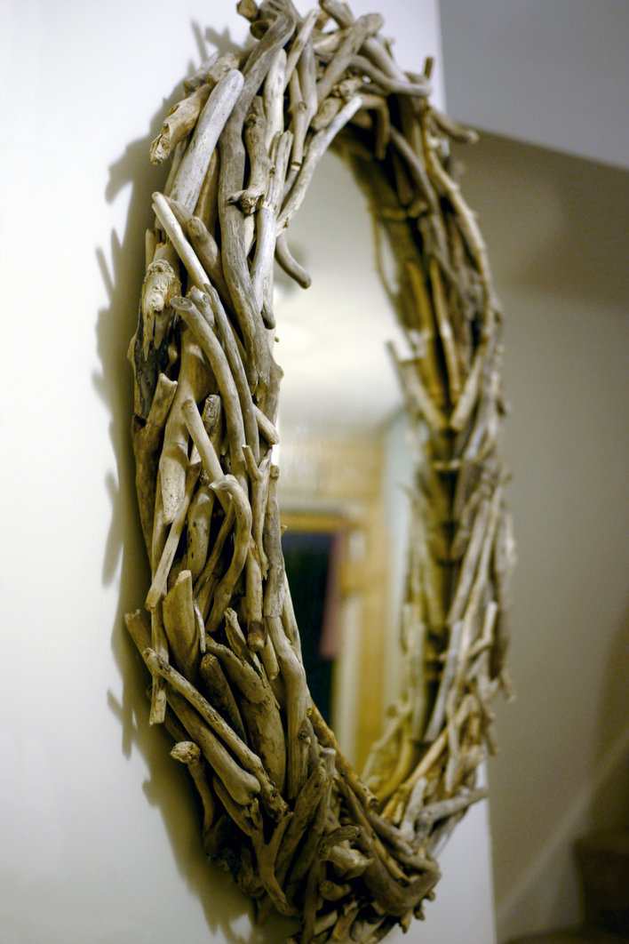 Large Oval Driftwood Mirror - Side