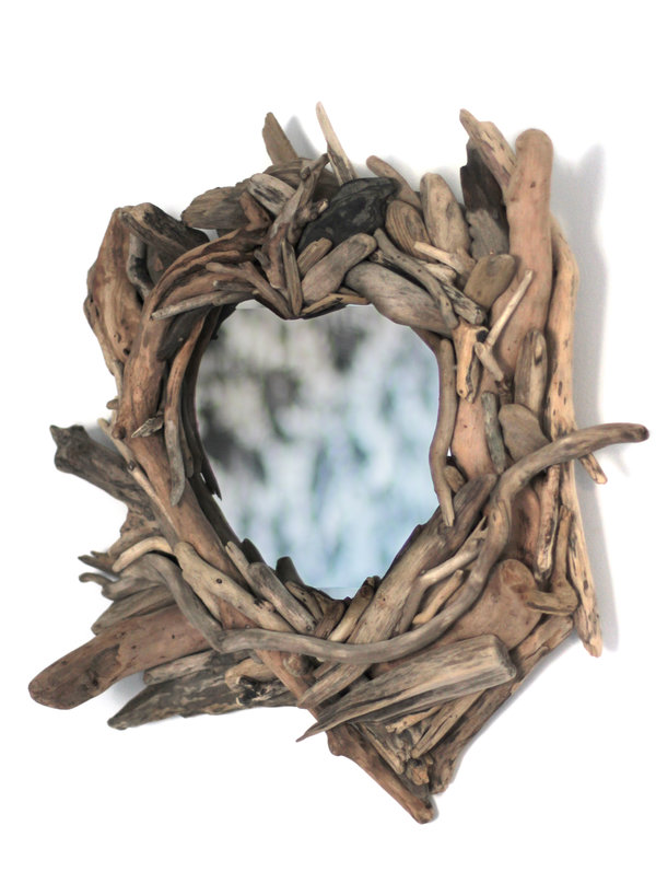small heart-shaped driftwood mirror